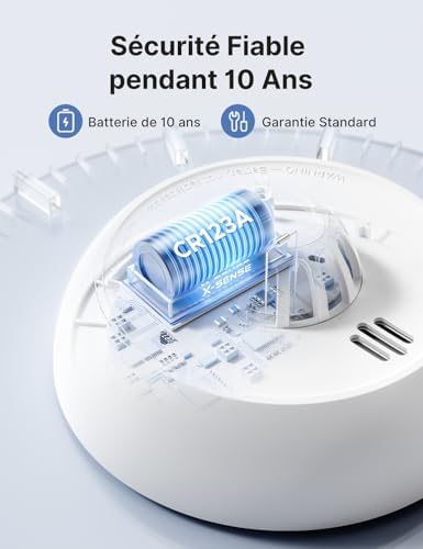 X-Sense Détecteur de Fumée Connecté avec Station de Base SBS50 avec Pad Adhésif Magnétique, Alarme Incendie Intelligent avec Durée de Vie de 10 Ans et Batterie Remplaçable, Fonction APP, XS0D-MR61